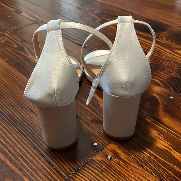 Lulus White Satin Ankle Strap Heels - Picture 5 of 6